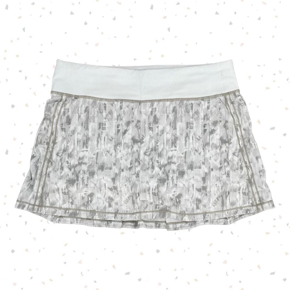 Lululemon TALL Pace Rival Skirt White Gray Long Pickleball Tennis Skort Size 8